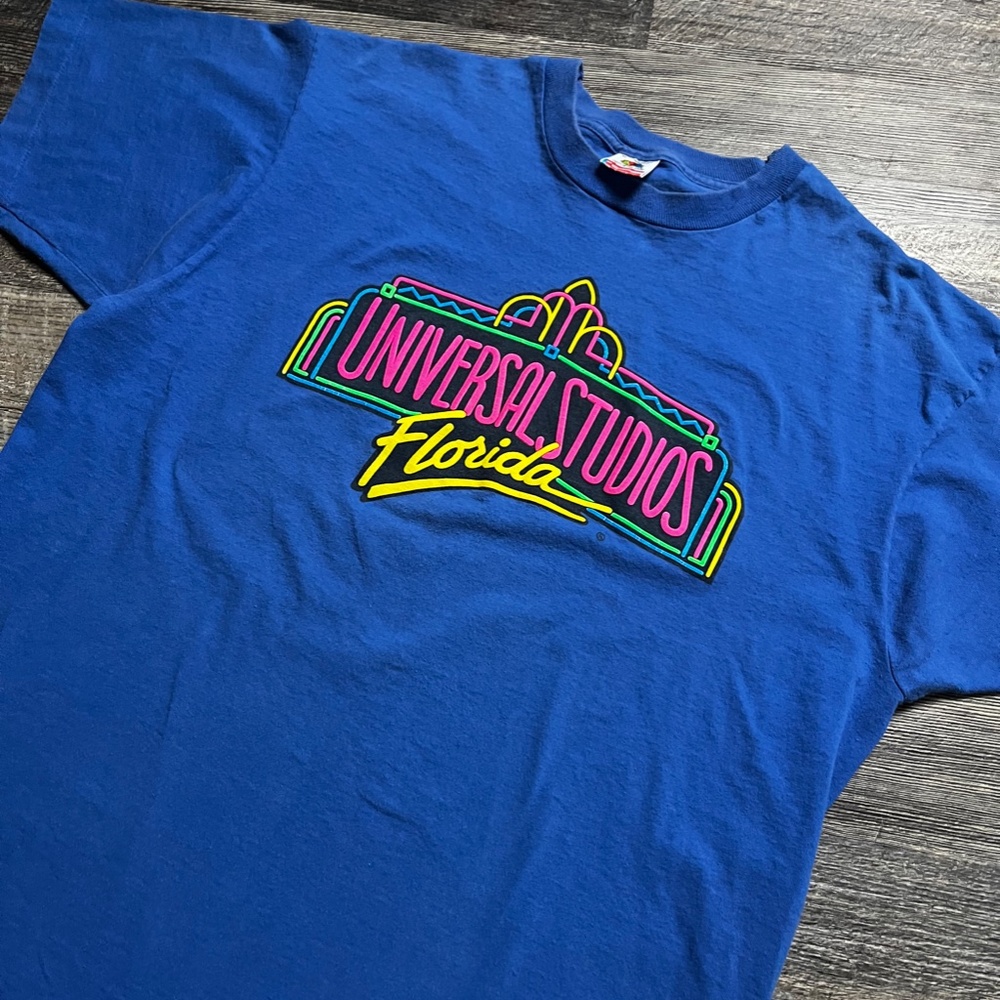 Vintage Universal Studios Florida Shirt Size XL Blue 90's Disney Cartoon KC